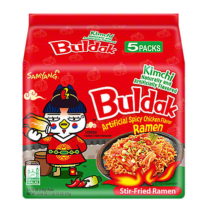 Buldak kimchi noodles 5 packs stir fried ramen