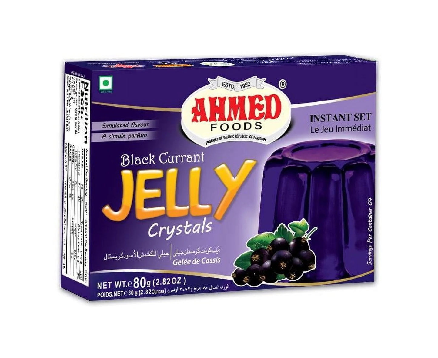 Black Currant Jelly Crystals | 80g Ahmed Foods | Bold, fruity taste in every spoonful | (Pack of 3) HALAL