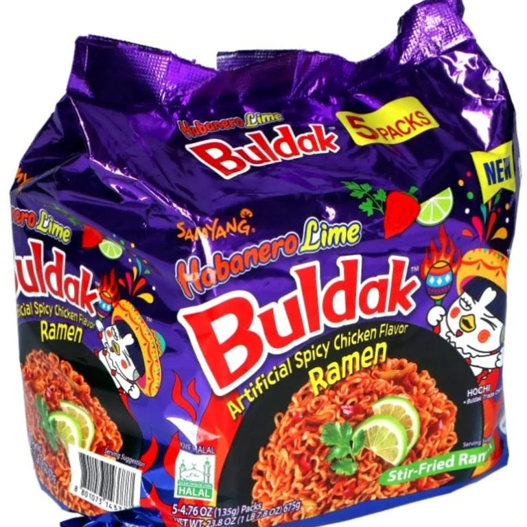 Buldak Habanero Lime Ramen |5 packs|Artificial Spicy Chicken Flavor Ramen
