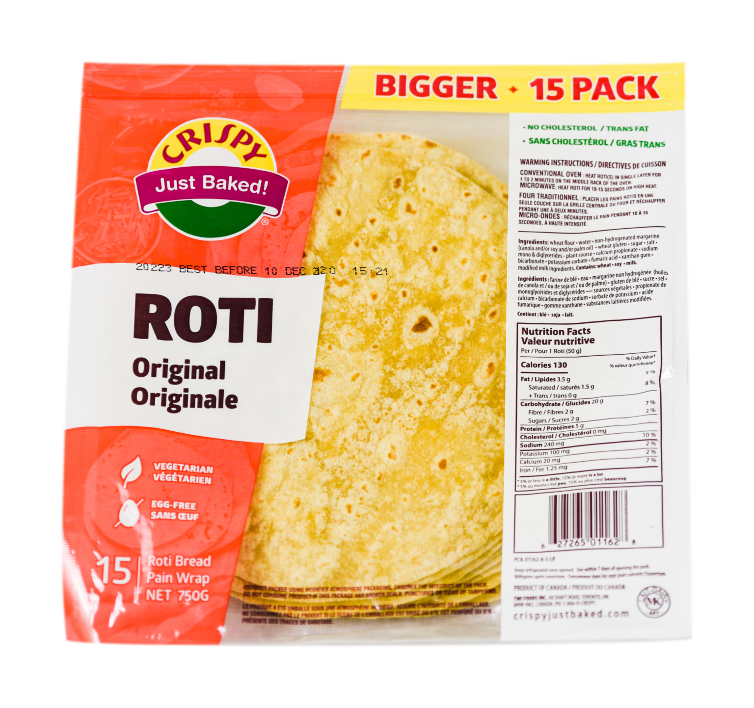 Flaky Roti 2 Pack Crispy Roti/Wraps -Original |750g – TN FOODS