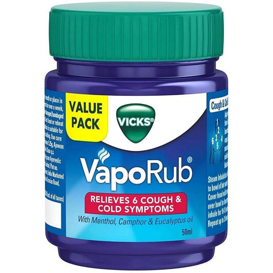 Vicks Vapo 50ml Rub Relives Cough and Cold System (Pack Of 2)