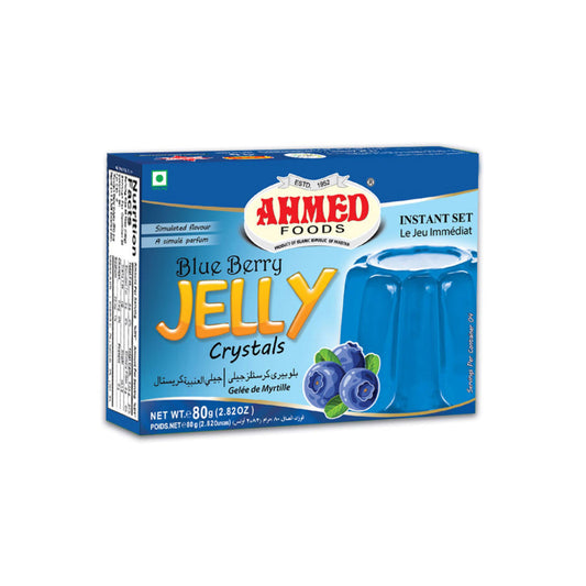 Blueberry Jelly Crystals | 80g Ahmed Foods | Bold, fruity taste in every spoonful | (Pack of 3) HALAL