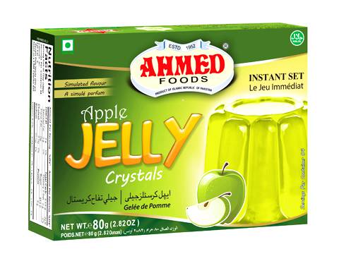 Green Apple Jelly Crystals | 80g Ahmed Foods | Bold, fruity taste in every spoonful | (Pack of 3) HALAL