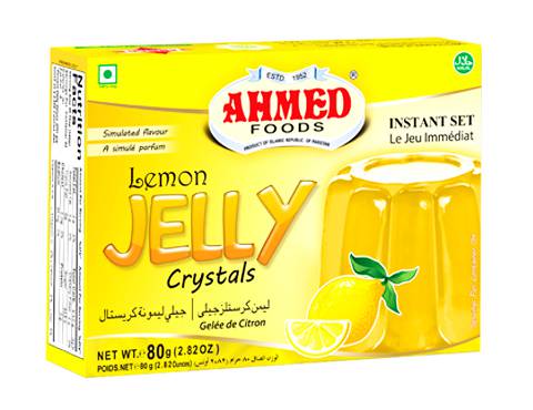 Lemon Jelly Crystals 80g Ahmed Foods Bold, fruity taste in every spoonful (Pack of 3) HALAL