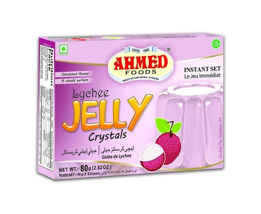 Lychee Jelly Crystals 80g Ahmed Foods Bold, fruity taste in every spoonful | (Pack of 3) HALAL