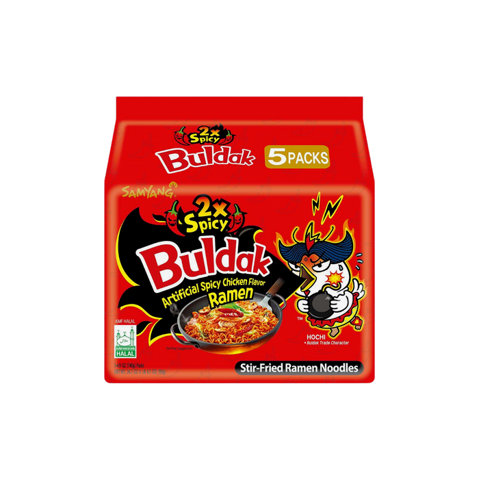 Buldak 2x Spicy Ramen |5 packs|Artificial Spicy Chicken Flavor Ramen