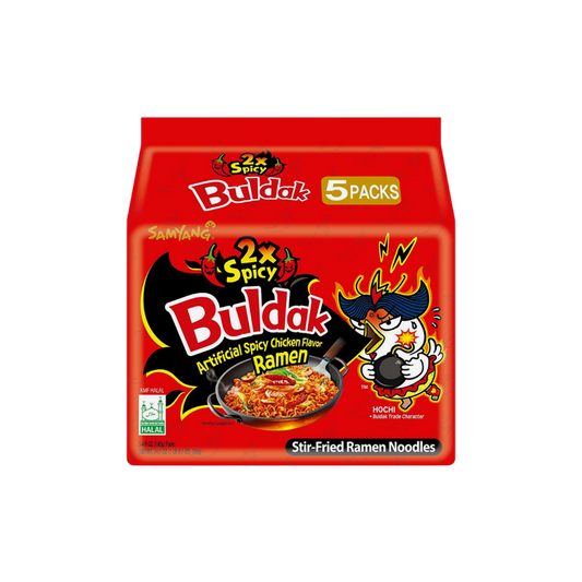 Buldak 2x Spicy Ramen |5 packs|Artificial Spicy Chicken Flavor Ramen